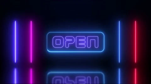 Animation Open neon glowing with lines looping background Vídeos de archivo 219375816