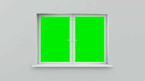 Animation of Opened Window with Green Screen Stock Footage 20551603