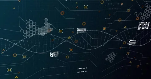 Animation opening backdrop, shapes fading, clusters and grids forming, helix Stock Footage 311226341