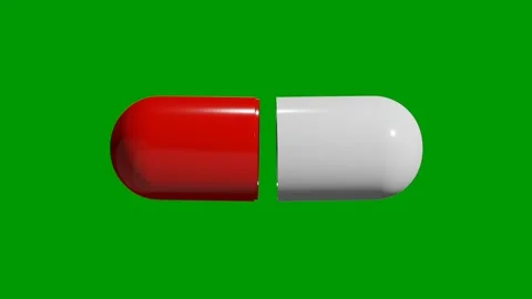Animation of an opening pill on a chromakey background. Video stock 232477277