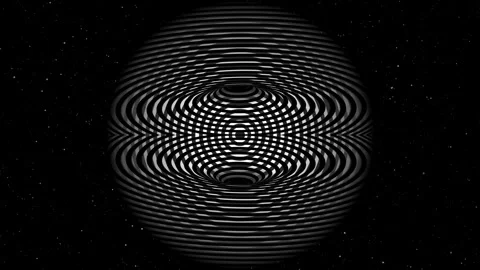 Animation of optical art sphere on galaxy background. Hypnotic circles Stock Footage 317632179
