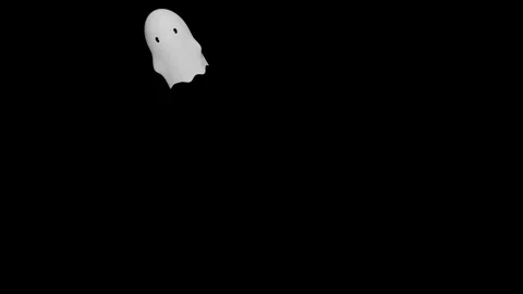 Animation or 3D rendering of cartoon Halloween ghosts flying or hovering across Stock Footage 287326956