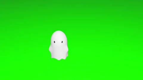 Animation or 3D rendering of cartoon Halloween ghosts flying or hovering across Stock Footage 287811254