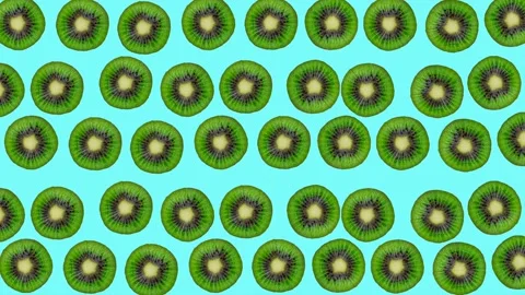 Animation or background or pattern of half kiwi blue background Stock Footage 221699502