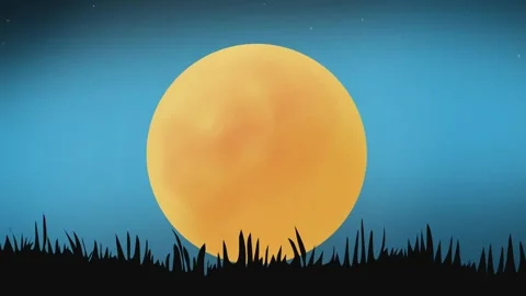 Animation or computer graphic style cartoon moon in the night sky with space for Stock Footage 248756430
