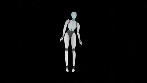 Animation or computer graphics of a humanoid robot woman standing directly Stock Footage 255501977