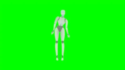 Animation or computer graphics of a humanoid robot woman standing directly Stock Footage 257460768
