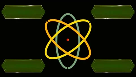 Animation orange atomic structure science object on black background. Video stock 218423364