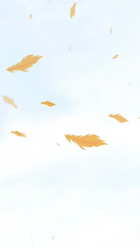 Animation of orange bird feathers falling over cloudy blue sky Vídeo Stock 344284960