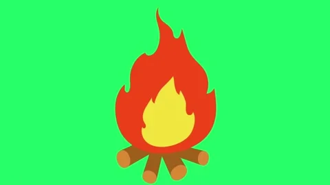 Animation orange bonfire isolae on green screen. Stock Footage 232360358