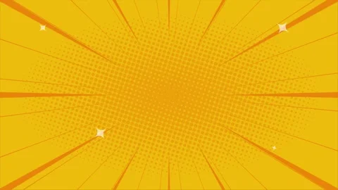 Animation of orange comic background with lines and stars in pop art style Stock Footage 316794392