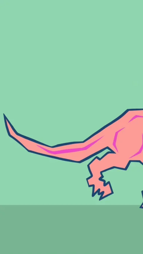 Animation of orange dinosaur icon on green black background 스톡 동영상 344614128