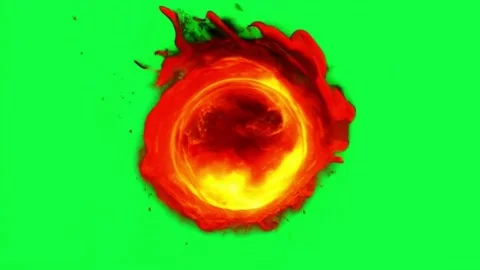 Animation orange fire flame effect isolate on green screen.  Stock Footage 281267803