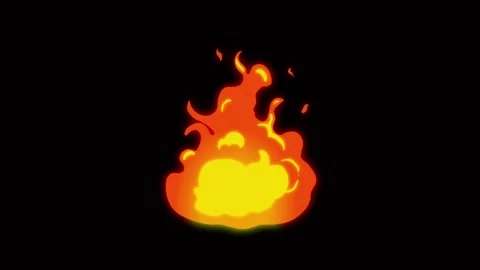 Animation orange flame on black background. Stock Footage 153324756