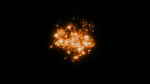 Animation orange flame on black background.  Stock Footage 270678349
