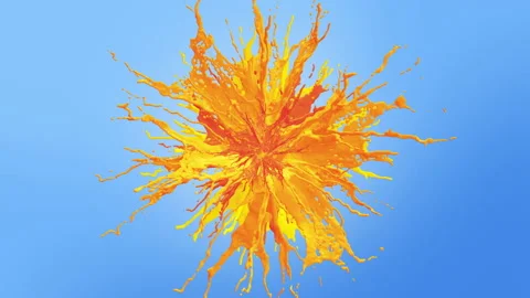 Animation of the orange juice splash explosion Video stock 141627135