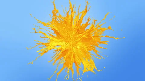Animation of the orange juice splash explosion Stock Footage 141627139