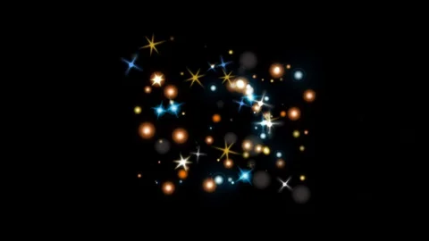  	Animation orange light and blue stars light Sparklers on black background. Stock Footage 128627243