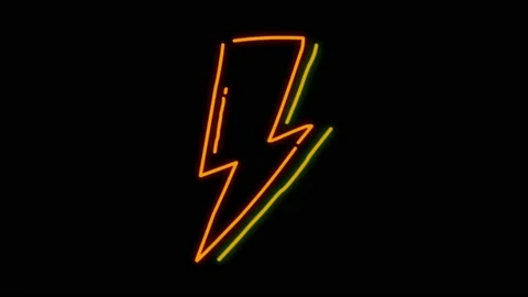 Animation orange neon light lightning effect isolate. Stock Footage 172919374
