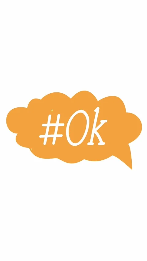 Animation. Orange Speech bubble with text, inscription OK, on white background. Stock Footage 320959688