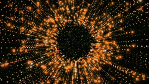 Animation orange speed lines light sparkles background. Stock Footage 276620319
