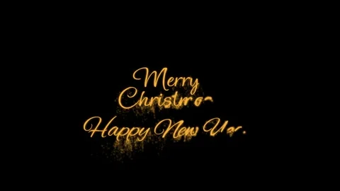 Animation orange text Merry Christmas Happy New Year. Stock Footage 278322015