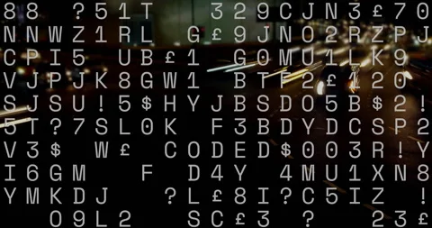 Animation overlaying digital code on busy highway at night, showing data concept 動画素材 306268048