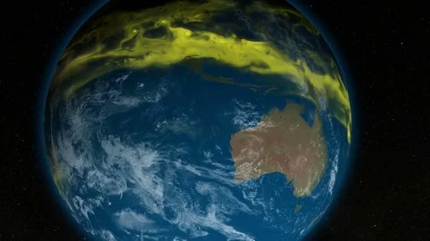 Animation of the ozone concentration in the south pole. Particles move from Stock Footage