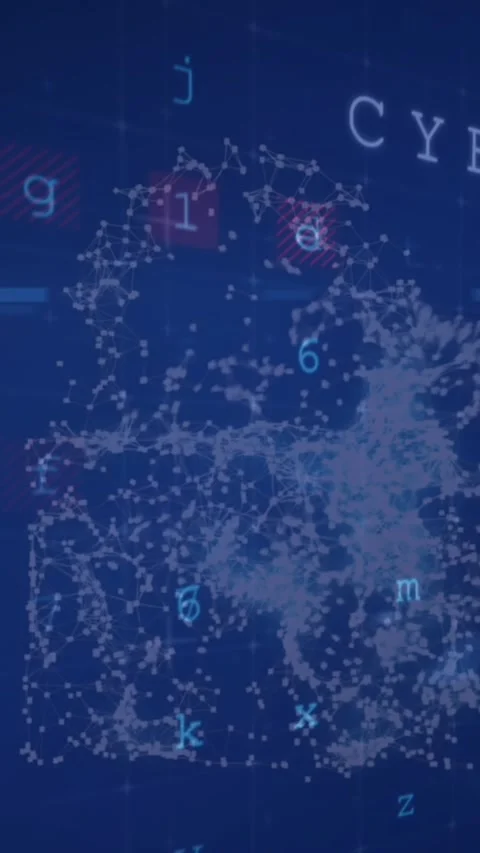 Animation of padlock and cloud icon over data processing on blue background Stock Footage 343682418
