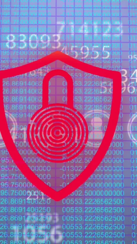 Animation of padlock and computing data processing with icons over computer Stockbeeldmateriaal 321513754