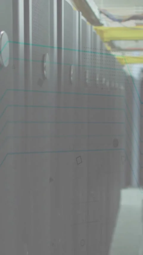 Animation of padlock and digital data processing over computer servers Stock Footage 343920683