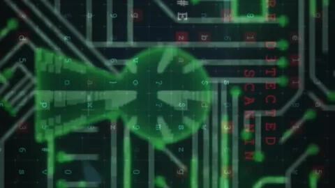 Animation of padlock, computer language, numbers, letters, symbols, texts over Stock Footage 312569116