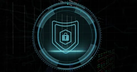 Animation of padlock digital icon and data processing over black background Vídeos de archivo 328315812