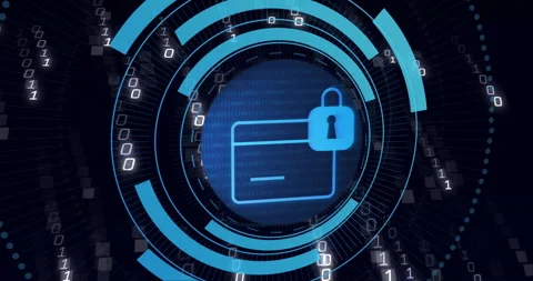 Animation of padlock with file icon, binary coding data processing Stock Footage 263915162