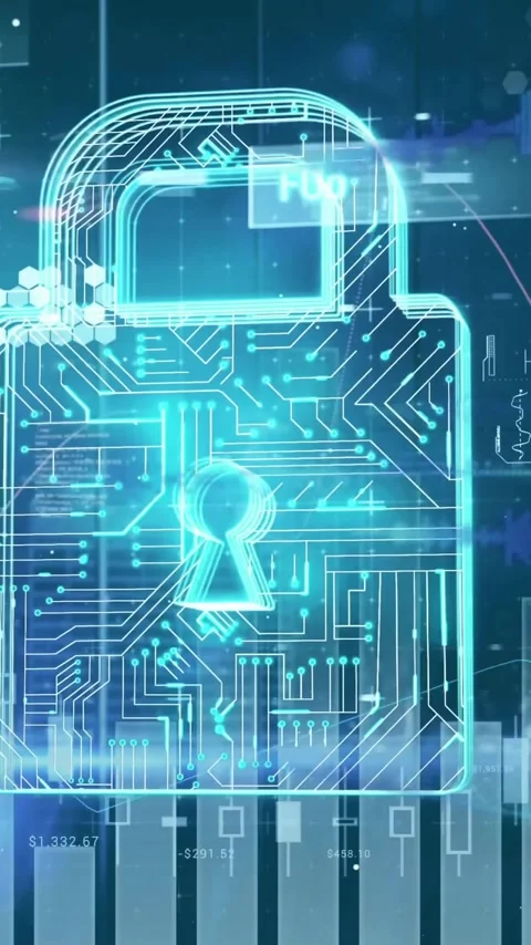 Animation of padlock icon and data processing on black background Stock Footage 343615674