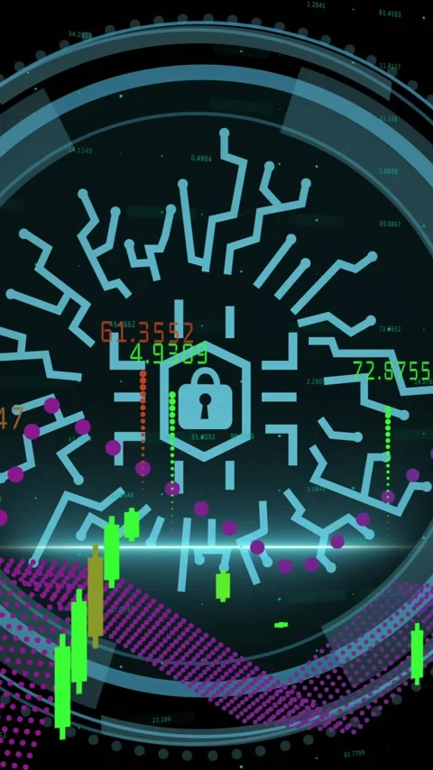 Animation of padlock icon and data processing over black background Stock Footage 343739662
