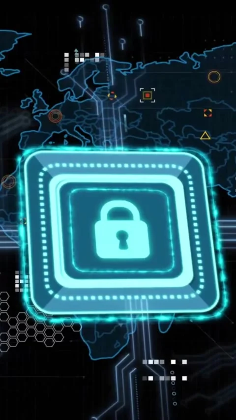 Animation of padlock icon and data processing with circuit board Stock Footage 343920655