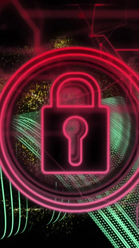 Animation of padlock icon and data processing on dark background Stock Footage 344723026