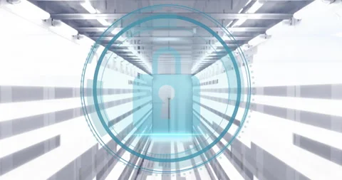 Animation of padlock icon and digital data processing over computer servers Vídeos de archivo 307983154