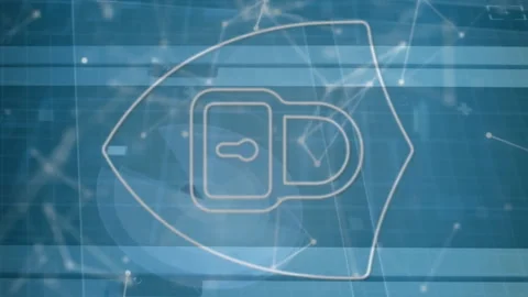 Animation of padlock icon and digital data processing over computer servers Stock Footage 312472316