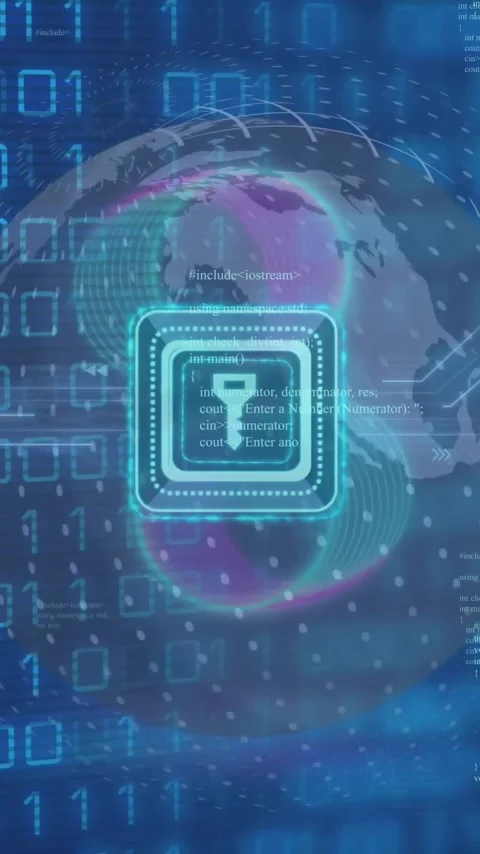 Animation of padlock icon over binary coding data processing Stock Footage 323578142