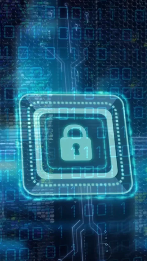 Animation of padlock icon over computer circuit board and data processing Stock Footage 343995477