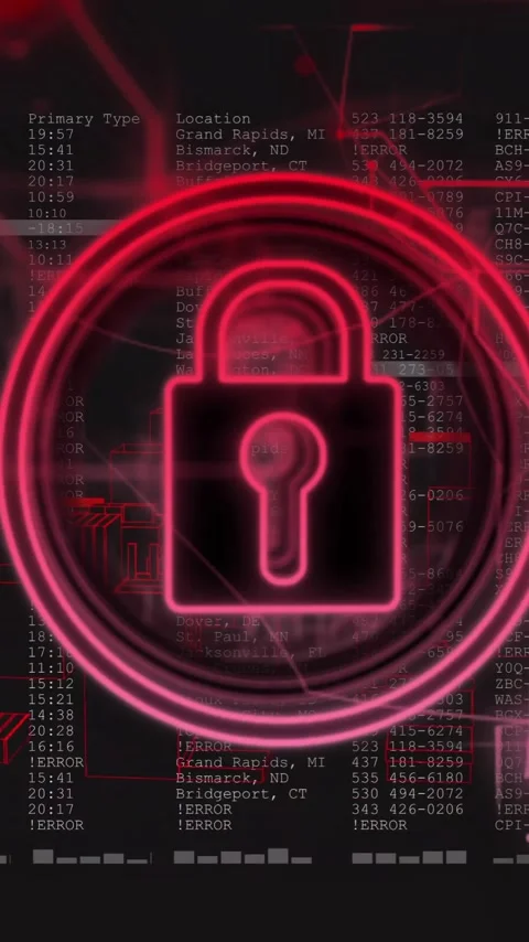 Animation of padlock icon over data processing on black background Vídeos de archivo 320379131