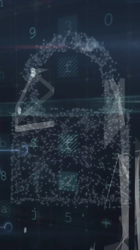 Animation of padlock icon over data processing on black background Stock Footage 321991025