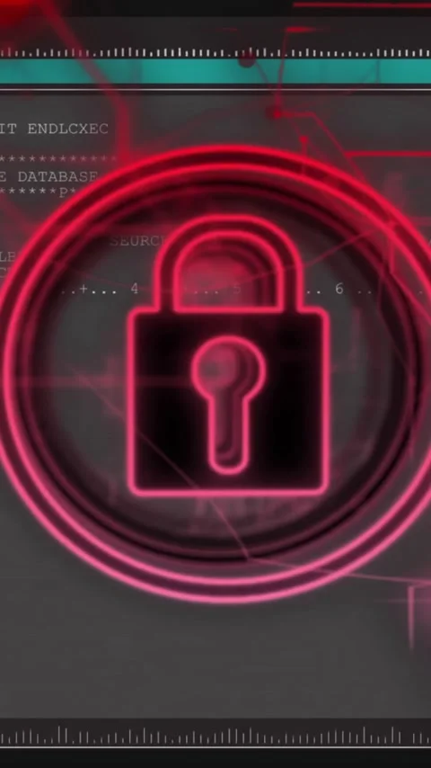 Animation of padlock icon over data processing on black background Stock Footage 343866588