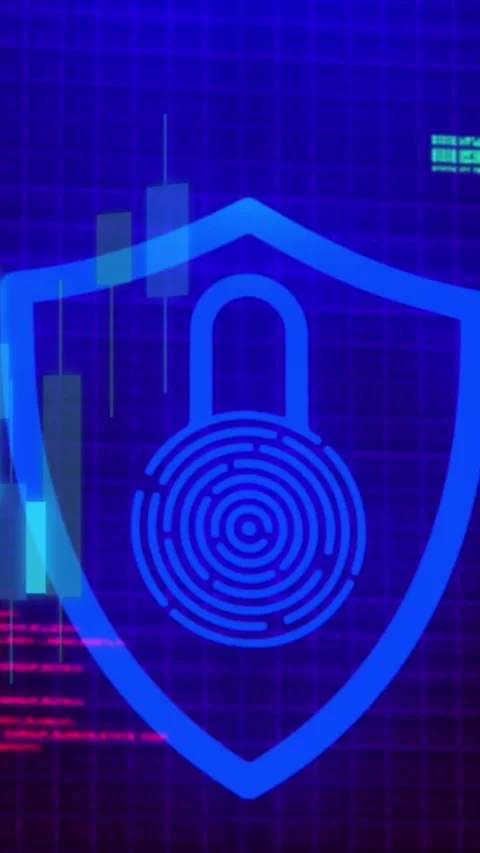 Animation of padlock icon over data processing on blue background Stock Footage 343955727