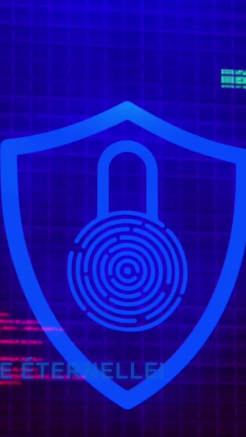 Animation of padlock icon over data processing on blue background Stock Footage 343996590
