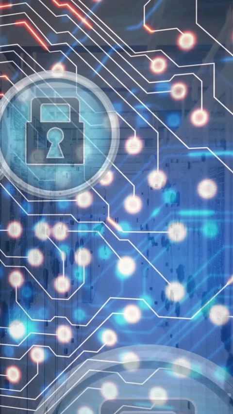 Animation of padlock icons and data processing over computer servers Stock Footage 342812320