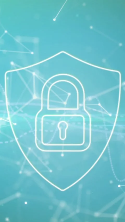 Animation of padlock with network of connections and data processing Stock Footage 344745756