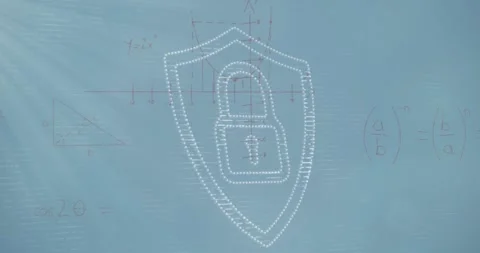 Animation of padlock over data processing over at padlock and microprocessor Stockbeeldmateriaal 330590995